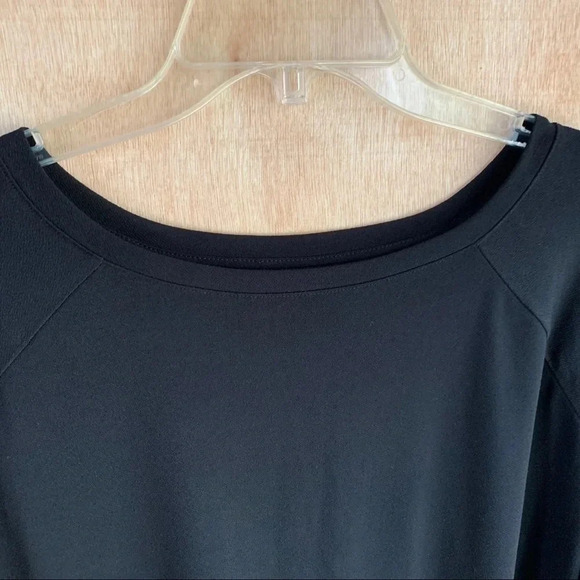 Worthington Short Flutter Sleeve Top Round Neck Black Petite XL - Picture 2 of 7